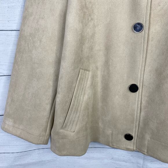 Andrew Marc New York Faux Suede Braid Lacing Jacket Lagenlook Beige size Large - Picture 6 of 11